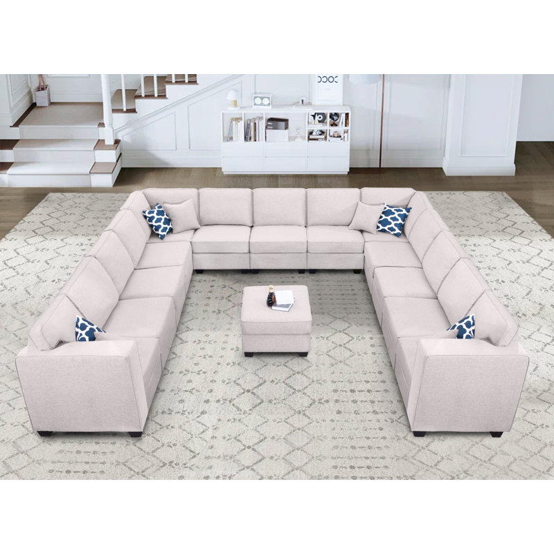 Flexible Combination Modular Large Sectional, Gray Polyester Blend