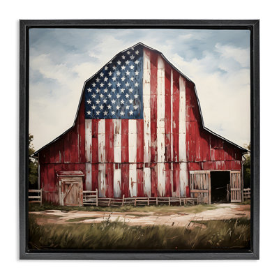 Americana Barn View Framed Floater Canvas Wall Art by Petal Prints Design