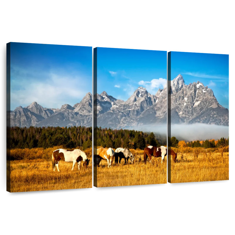 Chevaux Appalaches Brampt broutant, H 28 po x l 45 po