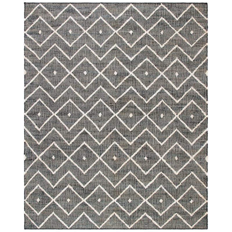 Furman Kilim Geometric Hand-Loomed Natural/Charcoal Area Rug, Rectangle 6' x 9'