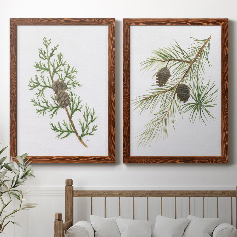 Winter Botanical III - ensemble de 2 reproductions d'art, H 31,5 po x l 47 po x P 1,5 po, Toile avec cadre érable