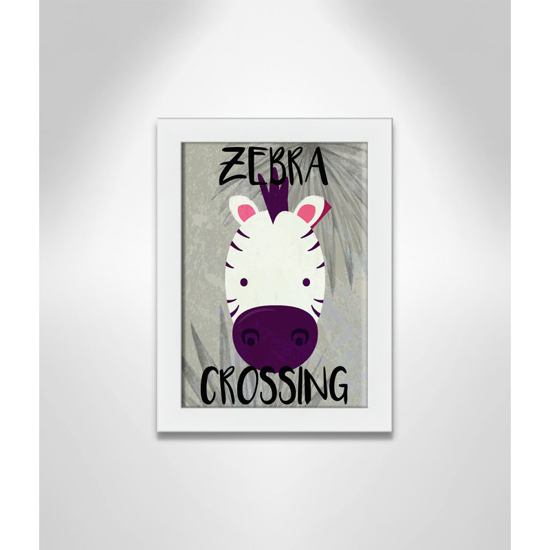 Impression sur papier Zebra Crossing, H 14 po x l 10 po x P 0,6 po, Encadré plat blanc