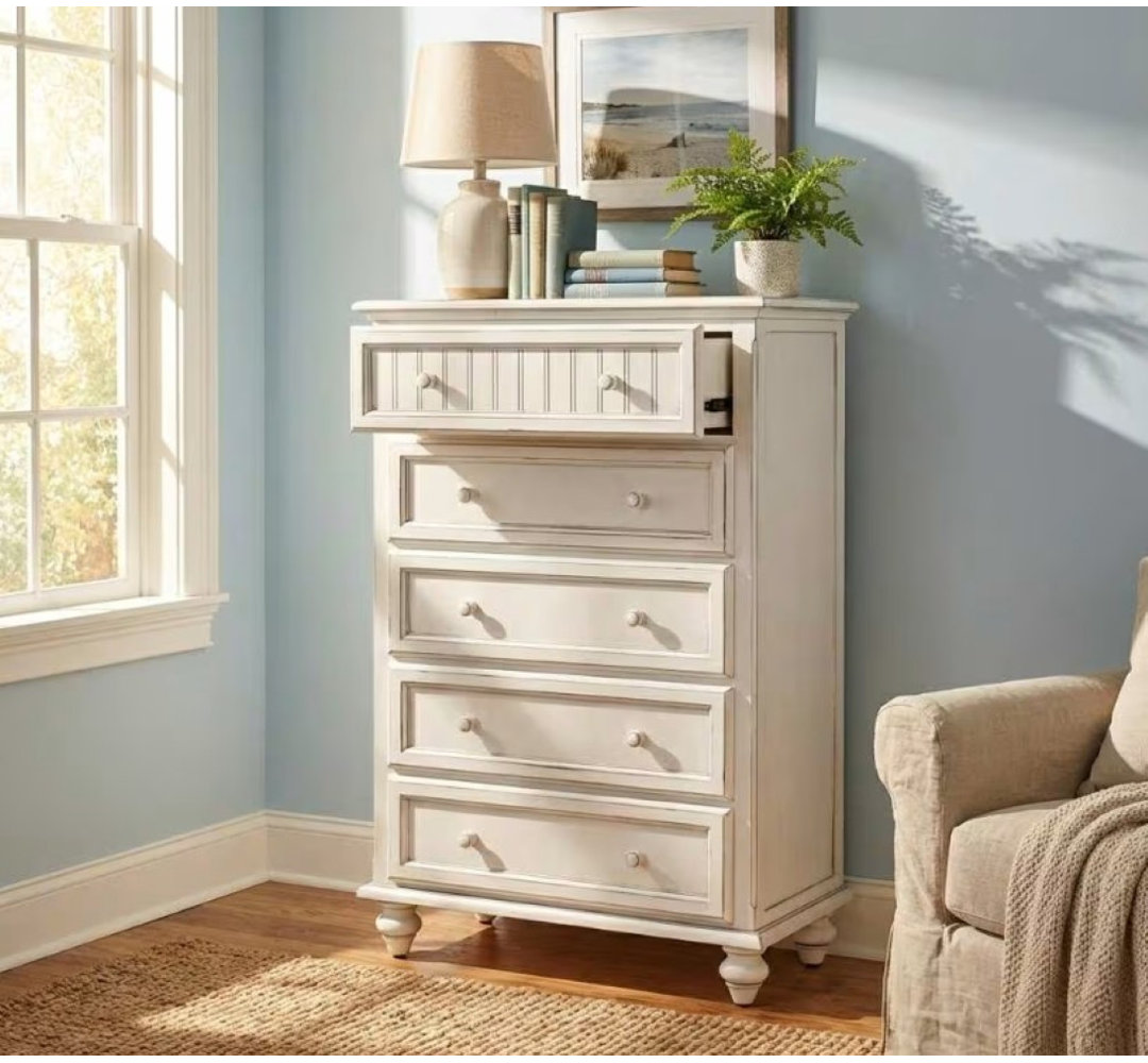 Kolya 5 Drawer Coastal Solid Wood Chest - The last chest you will ever need! Highland Dunes 