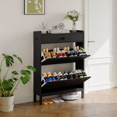 Shoe Storage Cabinet with 2 Flip Drawer & Top Drawer, Adjustable Shoe Rack for Entryway