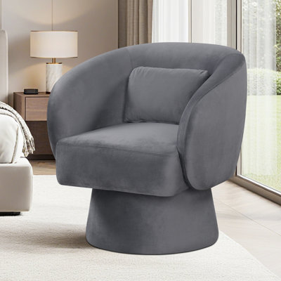 Fauteuil d'appoint pivotant avec dossier incurvé et coussin lombaire amovible à 360 degrés
