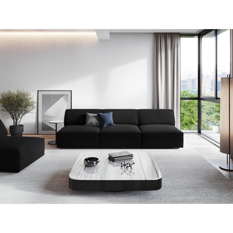 Irton 3 Seater Sofa, Black, Velvet