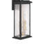Estate - 2-Light Outdoor Wall Sconce - Black with Brass Accent - Rain Glassware Shade-1691136264