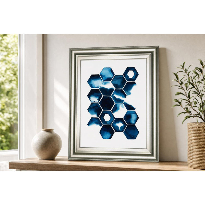 Art mural géométrique tempête II - 22 po x 26 po - cadre argenté