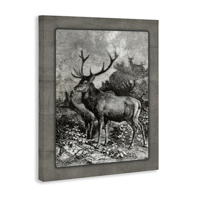 Vintage Forest Elk Scenery Canvas Wall Art, design by Lettered and Lined
