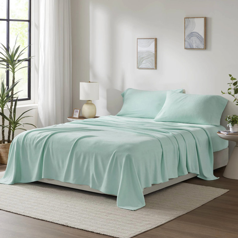 Ensemble de draps 4 pièces, 100% molleton doux au toucher, boulochage, lavable à la machine
