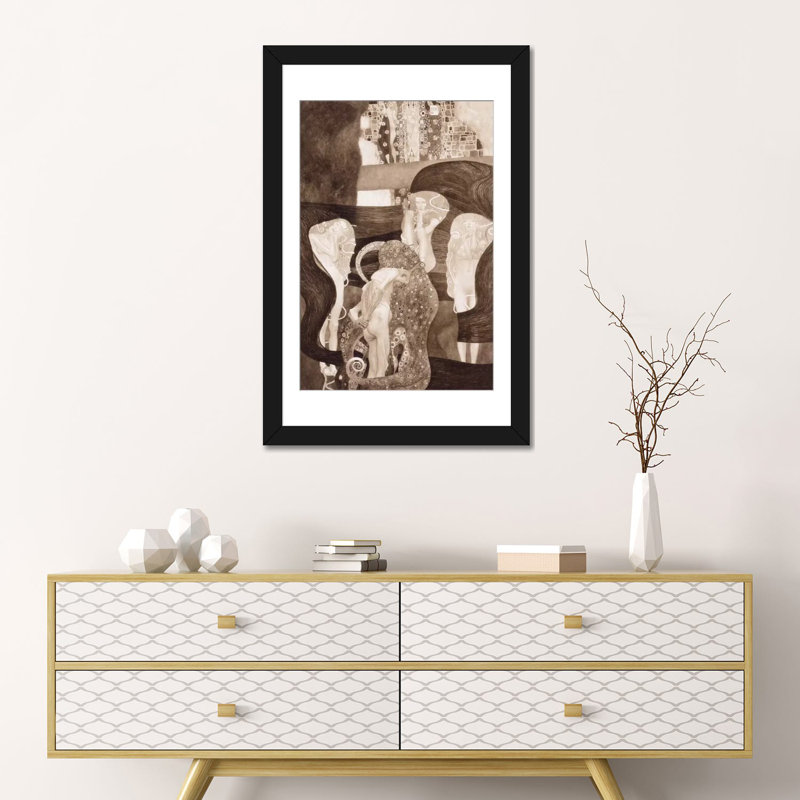 « jurisprudenz » par gustav klimt,, reproduction d’art sur toile, H 32 po x l 24 po x P 1 po, Papier d'art encadré noir