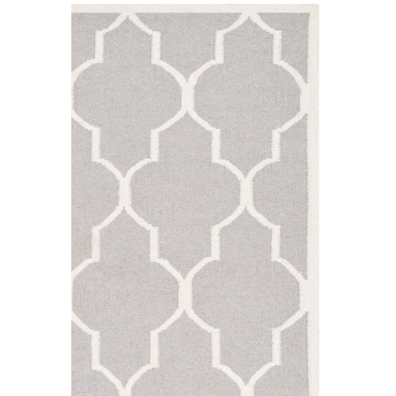 Rodgers Hand Woven Flat Weave Wool/Cotton Geometric Rug in Gray/Black, Rectangle 4' x 6'