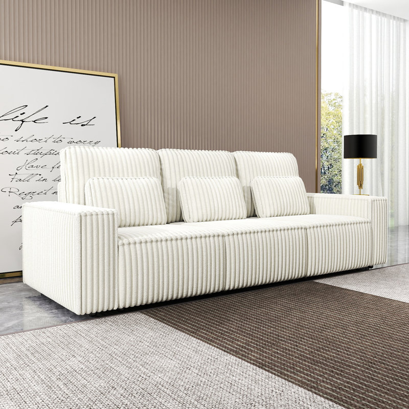 Canapé en éponge Corduroy, idéal pour les salons, Beige