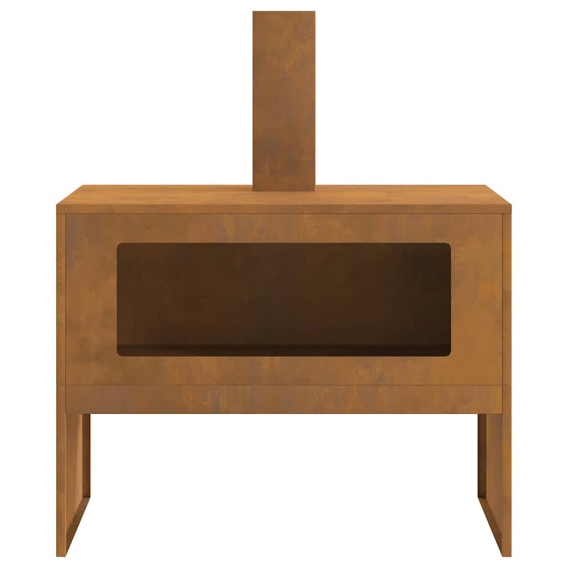 Steel Fire Pit, Brown, 96cm H x 50cm W x 80cm D