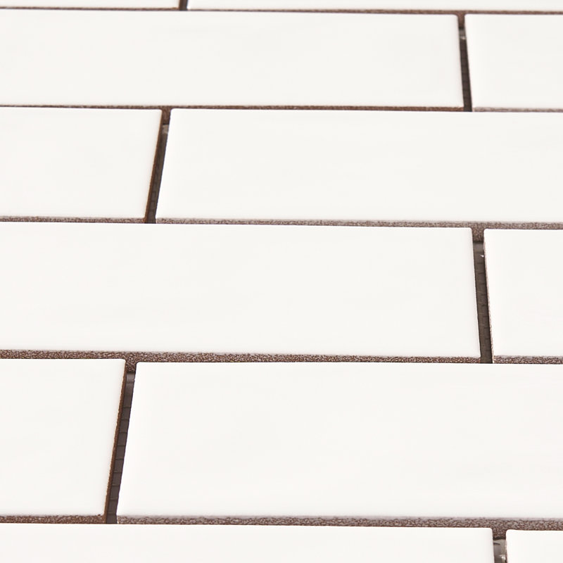 2" x 6" Porcelain Brick Joint Mosaic Wall & Floor Tile, White