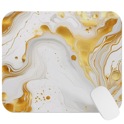 Abstract Golden Strokes XI Modern Gaming Cute Office Laptop Desk Pad Gift Mat Square Rectangle Non-Slip Mousepad