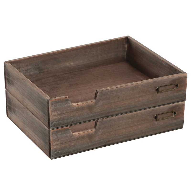 Alejoa Wood Desktop Stackable File Organizer
