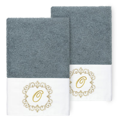 Winston Porter 100% Turkish Cotton MONICA 2PC Embellished Hand Towel Set