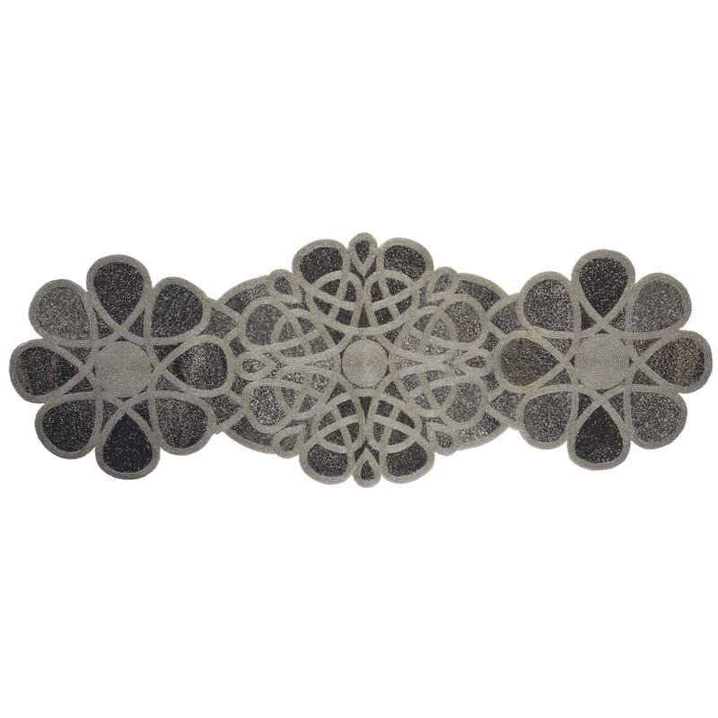 Small Hematite Flower Runner, 54" L