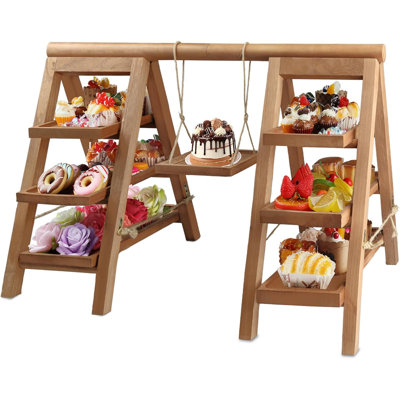 VIVIRBIEN 3 Tier Cupcake Stand Round,Wood Cake Stand With Tiered Tray Decor,Rustic Cake Stand,Cupcake Display For Home Tea Party
