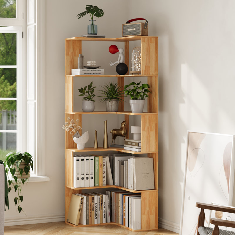 57.9cm W Corner Bookcase, (5 Shelves) 160cm H x 57.9cm W x 57.9cm D