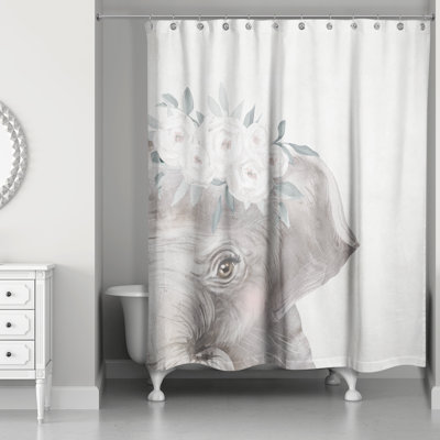 Sweet Floral Elephant Shower Curtain