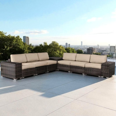 6 - Piece Patio Seating With 12 Protected Cushions, Hidden Storage, Weather Frame, And Hue Fully Assembled Outdoor For 6, Featuring Clip Attachment, Design