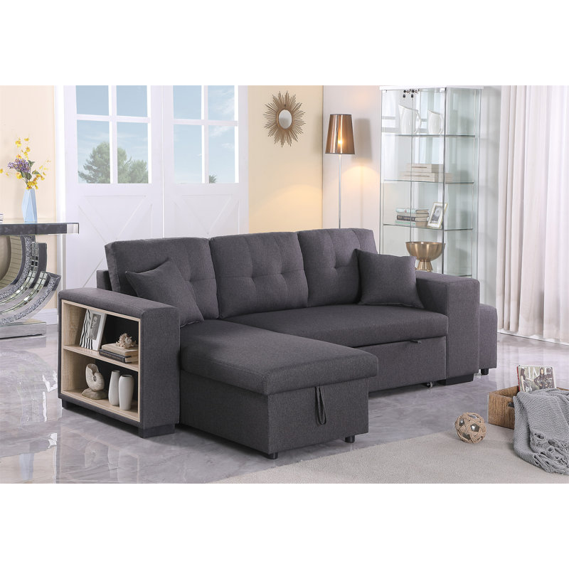 Canapé modulaire réversible avec causeuse coulissante Daniel, Gris foncé