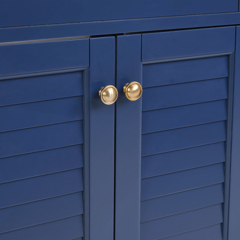 Meuble-lavabo bleu 36 po avec lavabo en céramique, tiroirs à fermeture en douceur et rangement multi-organisateur pour les salles de bain modernes