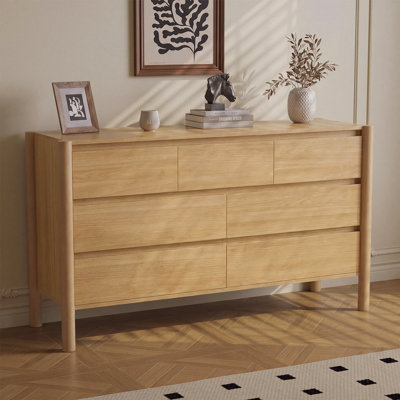 51.1" W 7 Drawer Dresser, Wood Chest Of Drawers For Bedroom, Living Room，Oak