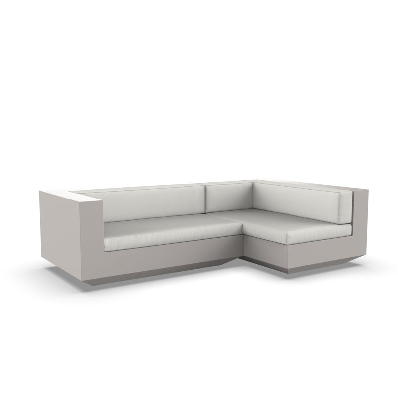 Vela 102.25" Wide Outdoor Reversible Patio Sectional with Cushions, Right Hand Facing, White, White