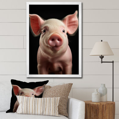 Cochon rose curieux sur toile