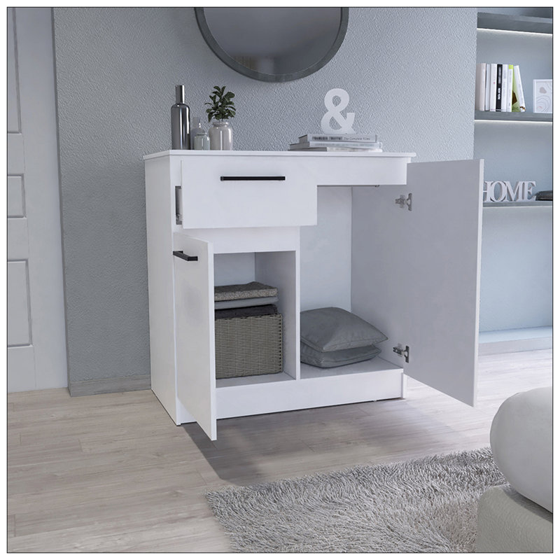 Commode Orleans à 2 portes et tiroir simple, blanc
