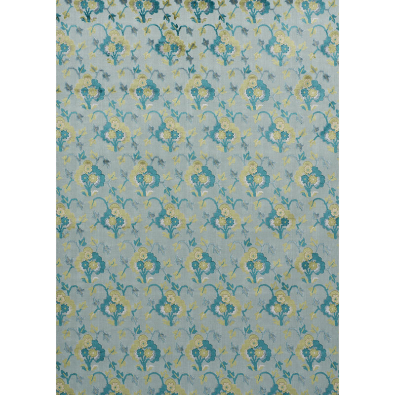 Jennie Velvet Fabric, Peacock/Celadon