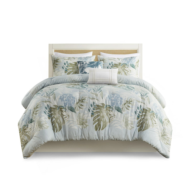 Ensemble d'édredon surdimensionné en coton 6 pièces avec coussin bleu grand
