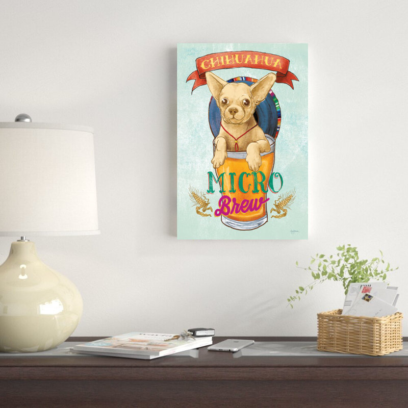 «Beer Dogs I» par Mary Urban - Reproduction de publicité sur toile tendue, H 18 po x l 12 po