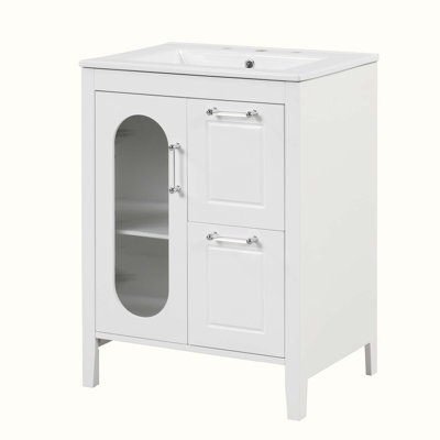Rease 24'' Single Bathroom Vanity with Solid + Manufactured Wood Top
