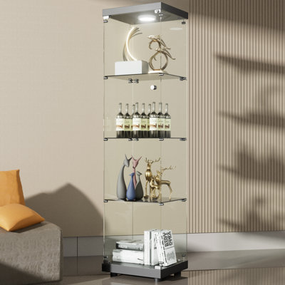 Jillion 4-Tier Glass Display Cabinet with Lockable Door