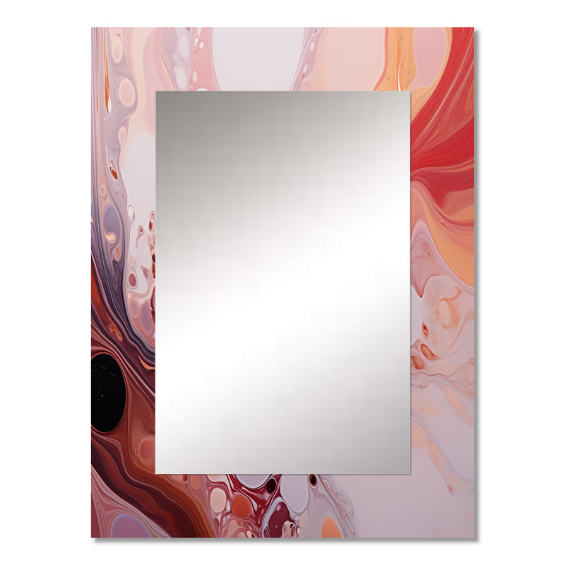 «Rose», encre liquide abstraite galaxie III - miroir à encre liquide, miroir mural décoratif moderne, impression sur métal