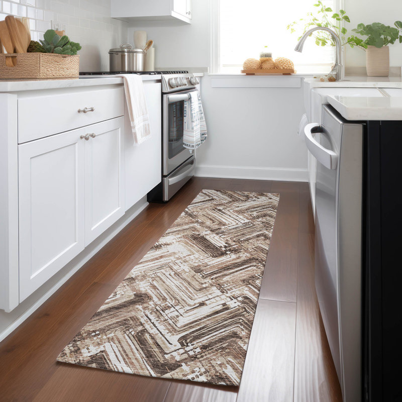 Tapis intérieur / extérieur Carletha, Tapis de couloir 2 pi 3 po x 7 pi 6 po