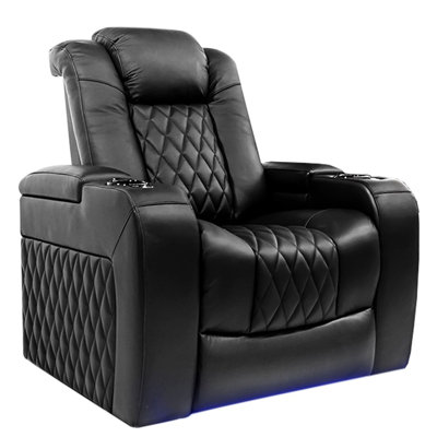 Cinéma maison inclinable électrique en cuir véritable de 37,5 po de largeur avec porte-gobelet