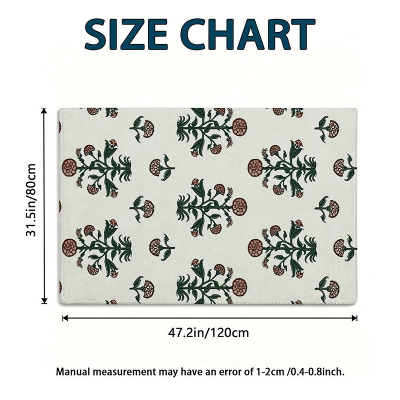 Tapis décoratif à petits motifs floraux 47 x 31 po pour couloir