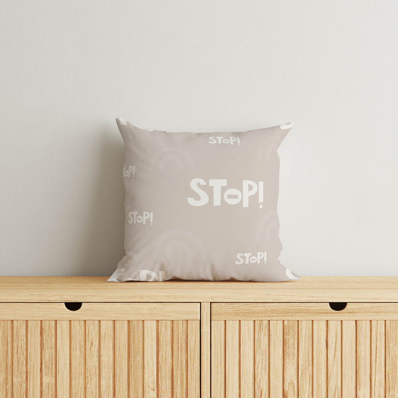 Coussin Stop, H 20 po x l 20 po, Taupe / ivoire