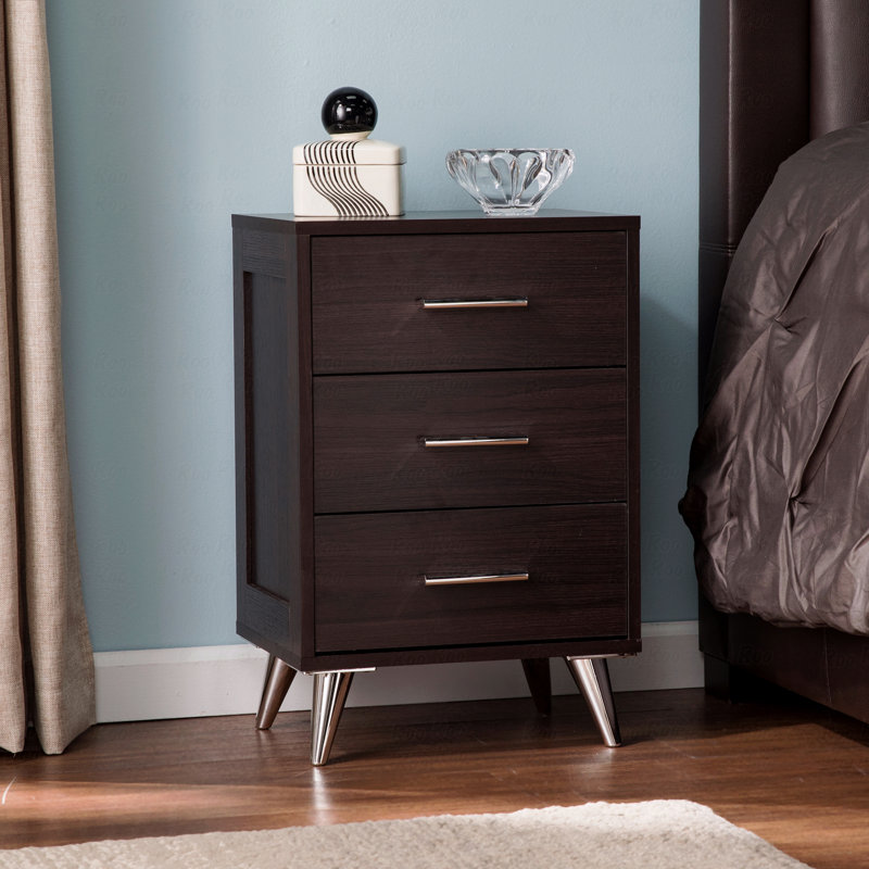 Table de chevet moderne avec rangement, Espresso
