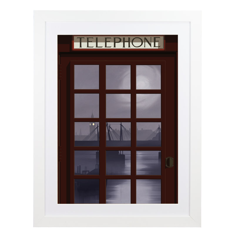 London Telephone Box 10 - Print, 40cm H x 30cm W x 3cm D, White Framed