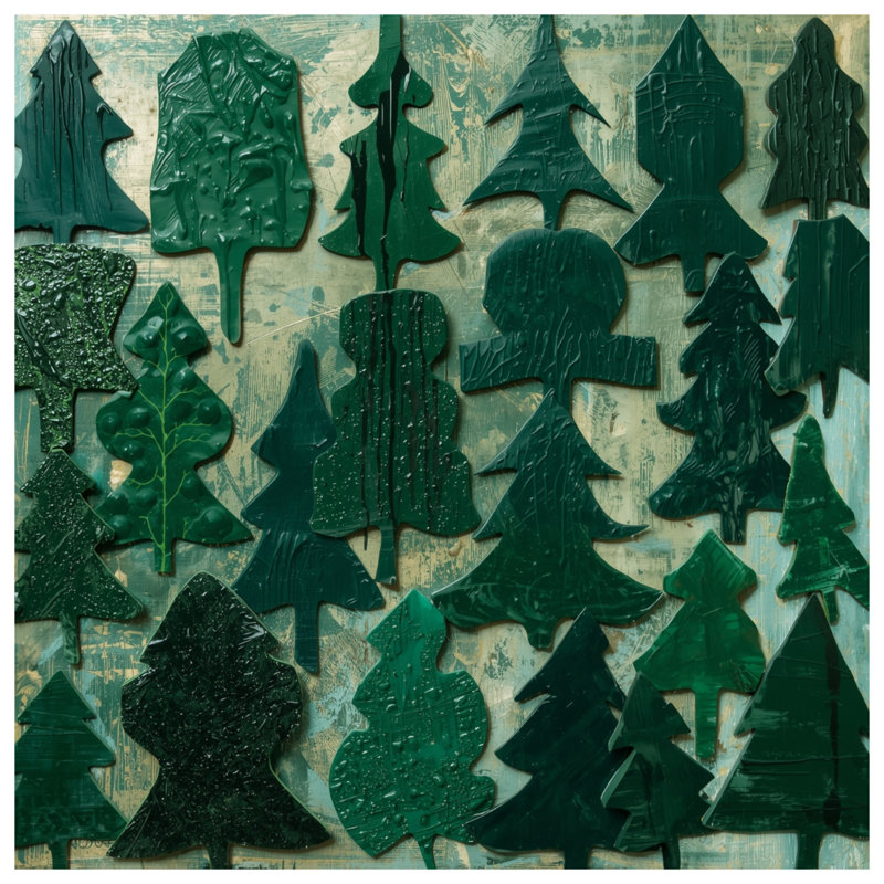 Tapisserie murale «Evergreen Tree Shapes» - Décoration murale arbres, H 104 po x 88 avec 4 œillets