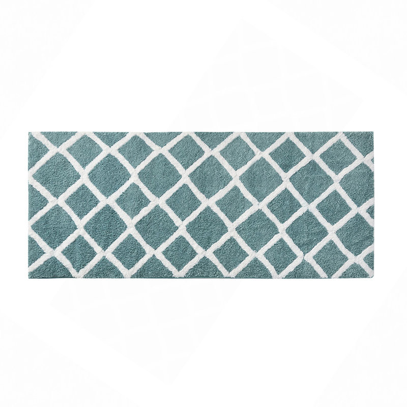 Tapis de bain réversible en microfibre touffetée à poils longs, Turquoise, Simple - L 60 po x l 24 po