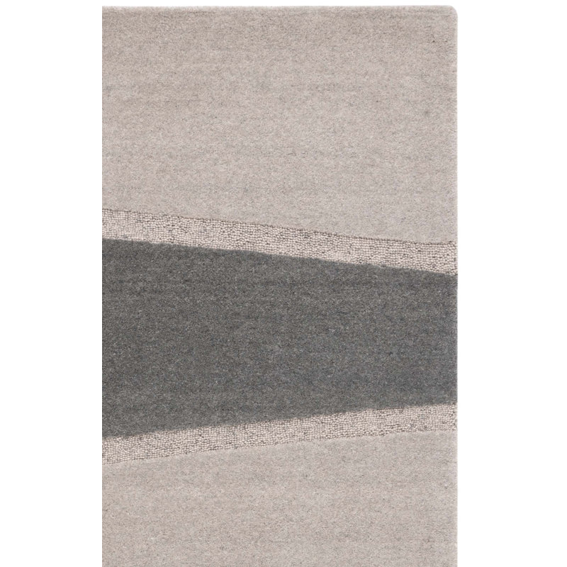 Tapis gris / gris anthracite en laine / coton touffeté à la main Kewal, Tapis de couloir 2 pi 3 po x 8 pi