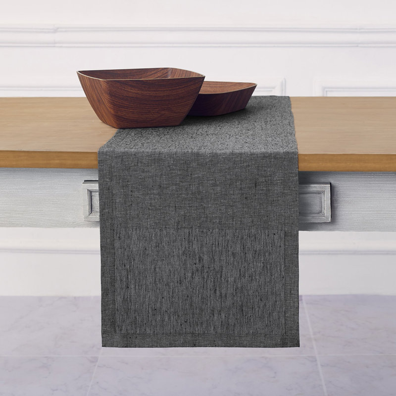 100% Pure Linen Table Runner - Athena, Charcoal Gray, 54" x 14"