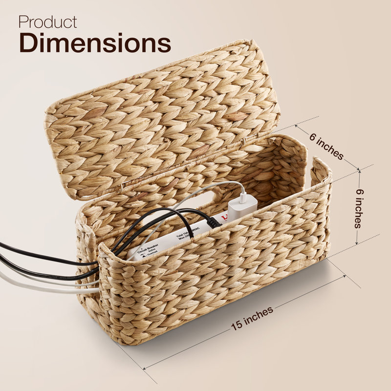 Grande boîte de gestion des câbles en osier - Hider Box Box pour la maison, bureau